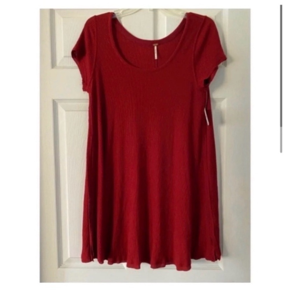 FREE PEOPLE Maroon Red Ribbed T Shirt Dress - Picture 2 of 5